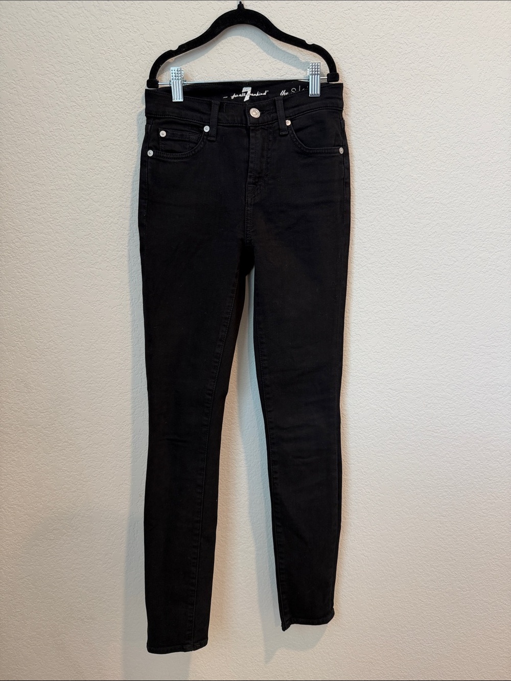 7 For All Mankind Black Skinny Jeans — High Rise